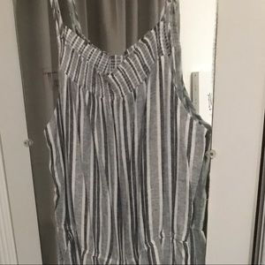 Grey/white striped jumpsuit